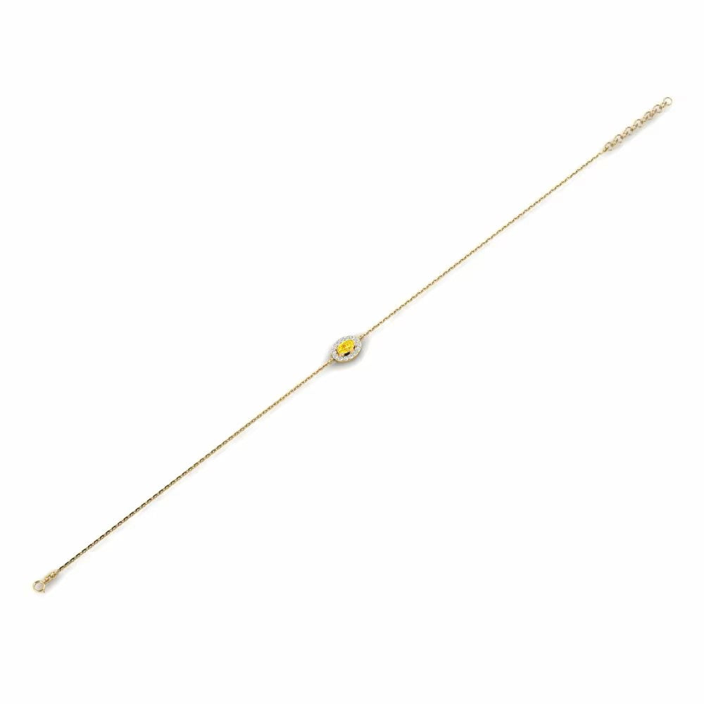 Nature Yellow Sapphire Bracelet One Halo stone Design
