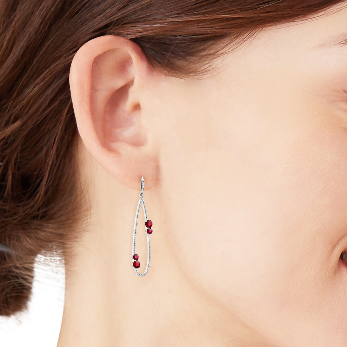Large Ruby Earrings with diamond 1.41ct