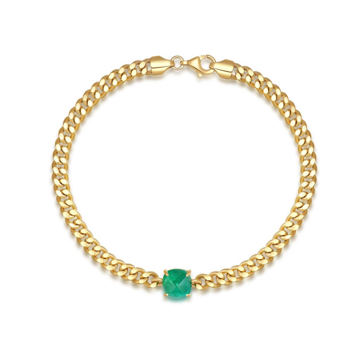 Nature Emerald Bracelet Set with 18K Yellow Gold