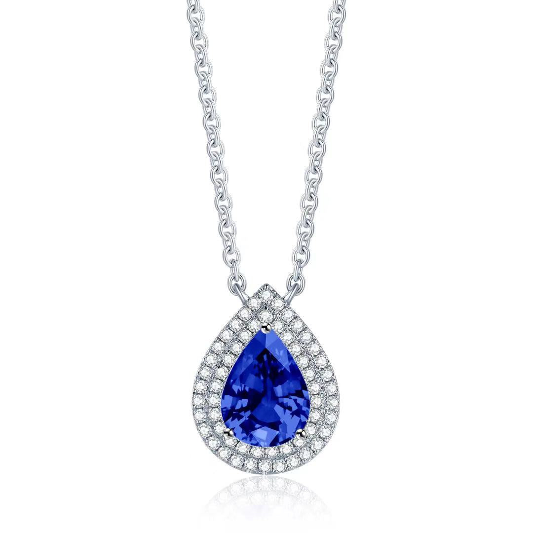 1.05-1.15Ct Tanzanite Necklace with 18K White Gold