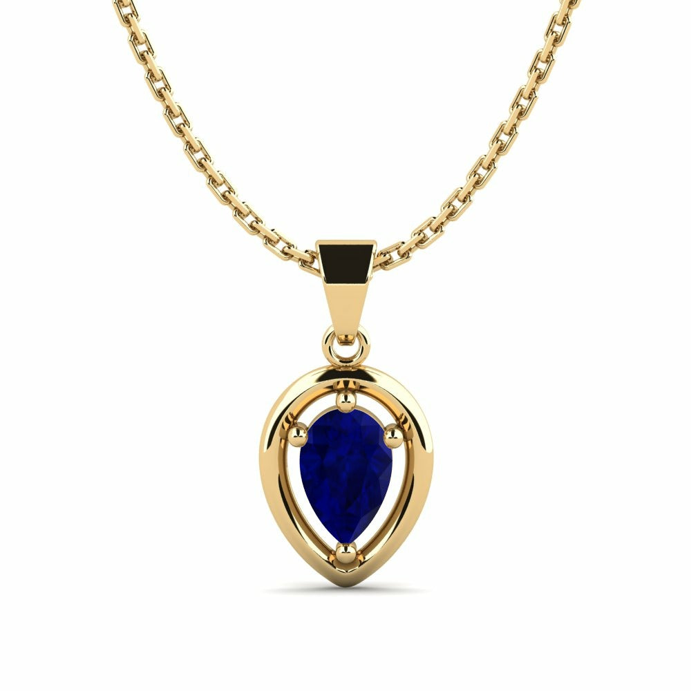 Nature Sapphire Pear Shape Pendant Vintage-Inspired Setting