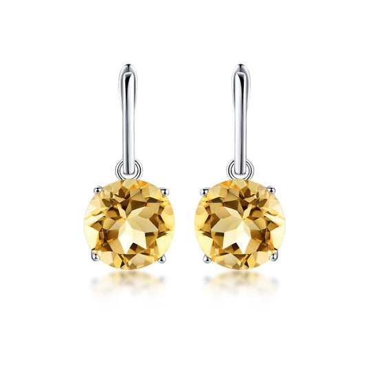 Nature Brilliant Citrine Dangle Earrings at Kalosgem